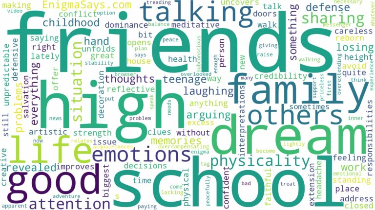 dreams about friends from high school and related dreams with their meanings in a word cloud