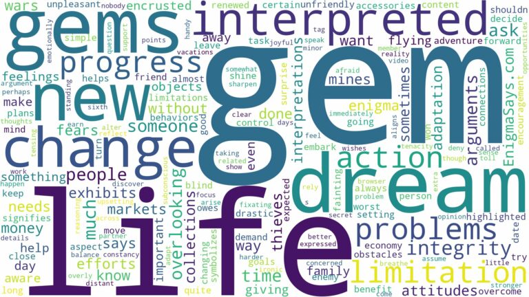 dreams about gems and related dreams with their meanings in a word cloud
