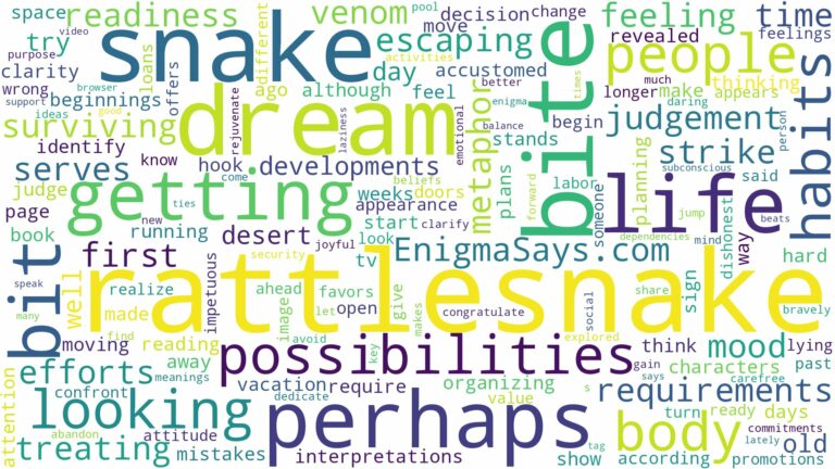 dreaming of getting bit by rattlesnake and related dreams with their meanings in a word cloud