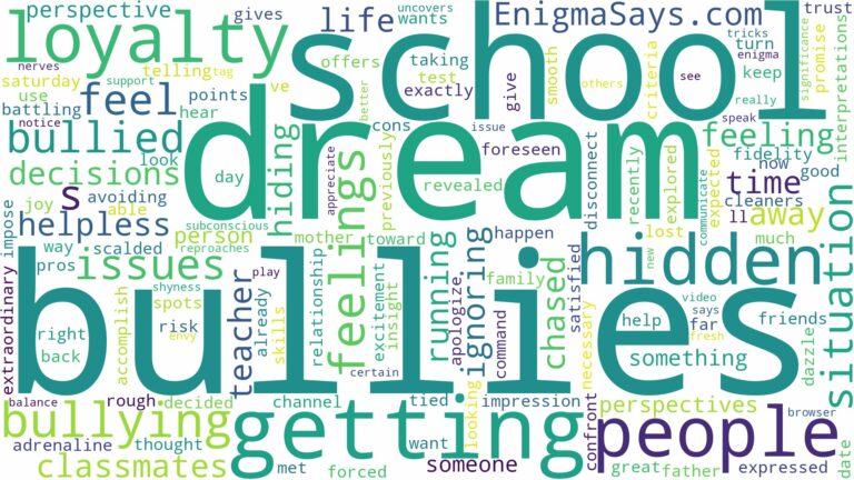 dreaming of getting bullied at school and related dreams with their meanings in a word cloud