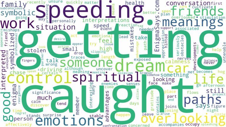 dreaming of getting caught speeding and related dreams with their meanings in a word cloud