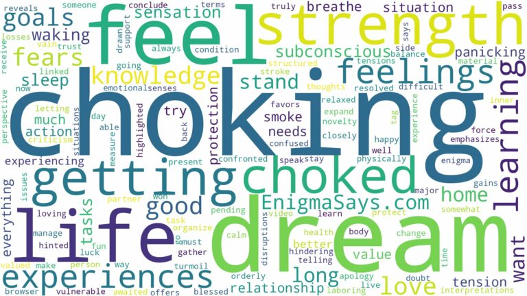 dream of getting choked and related dreams with their meanings in a word cloud