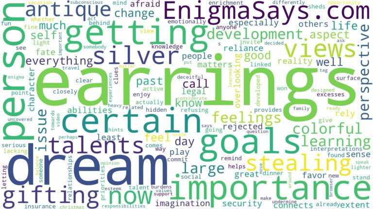 dream of getting earrings and related dreams with their meanings in a word cloud