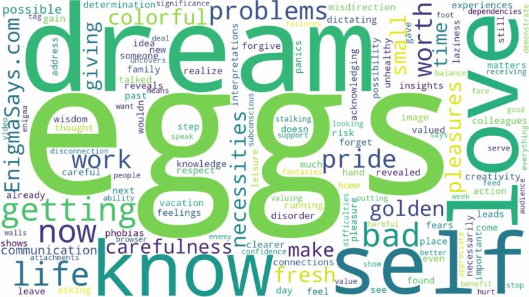 dream of getting eggs and related dreams with their meanings in a word cloud