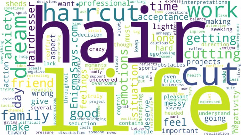 dreaming of getting hair cut and related dreams with their meanings in a word cloud