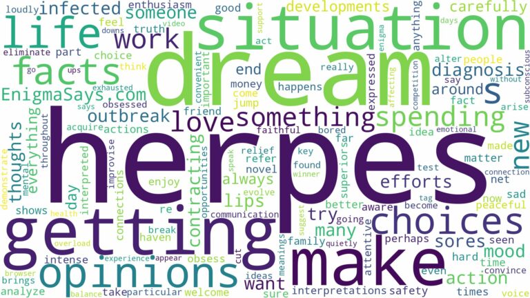 dream of getting herpes and related dreams with their meanings in a word cloud