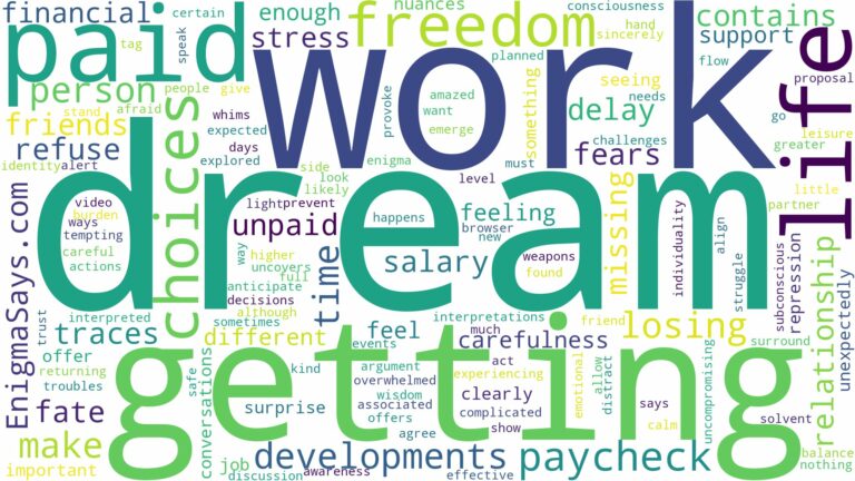 dream of getting paid and related dreams with their meanings in a word cloud