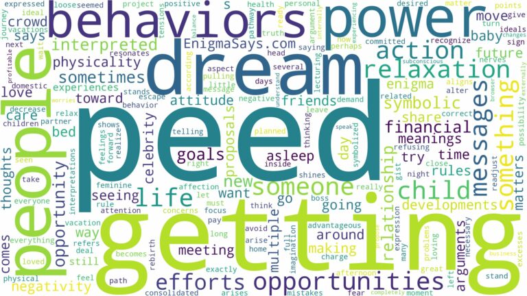 dream of getting peed on and related dreams with their meanings in a word cloud
