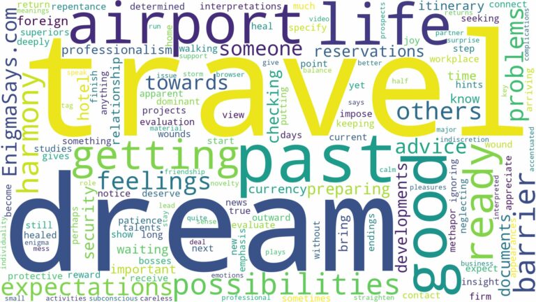 dreaming of getting ready to travel and related dreams with their meanings in a word cloud