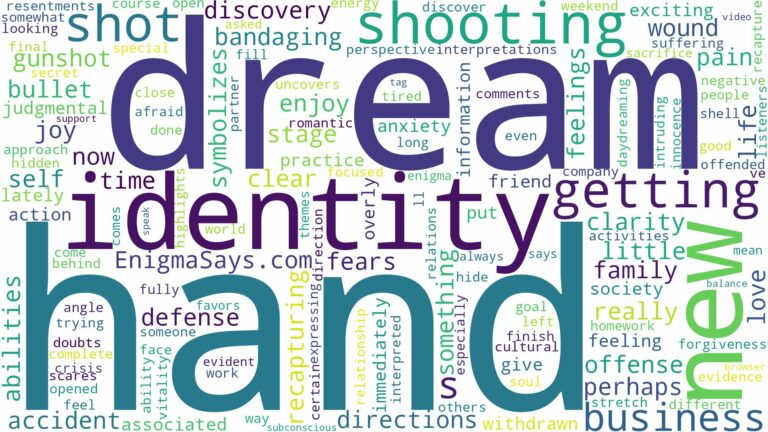 dreaming of getting shot in hand and related dreams with their meanings in a word cloud