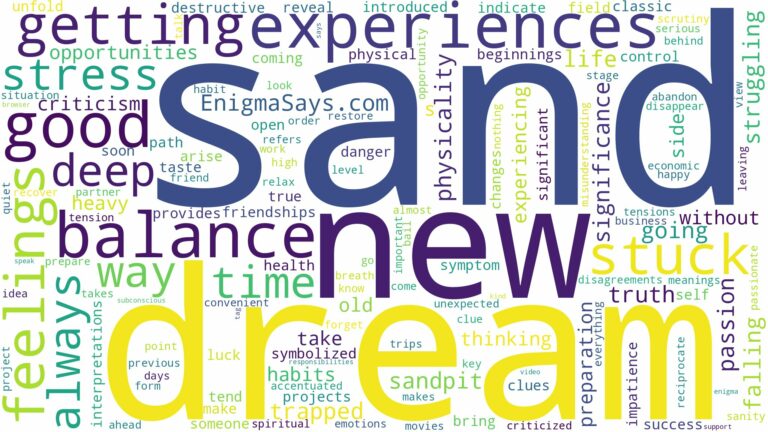 dreaming of getting stuck in sand and related dreams with their meanings in a word cloud