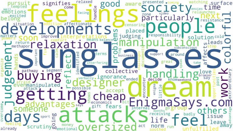 dream of getting sunglasses and related dreams with their meanings in a word cloud