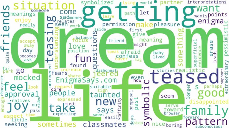 dream of getting teased and related dreams with their meanings in a word cloud