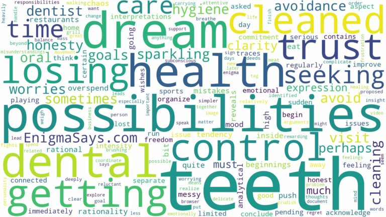 dreaming of getting teeth cleaned and related dreams with their meanings in a word cloud