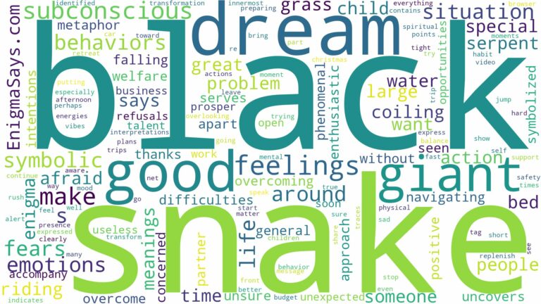 dream about giant black snake and related dreams with their meanings in a word cloud
