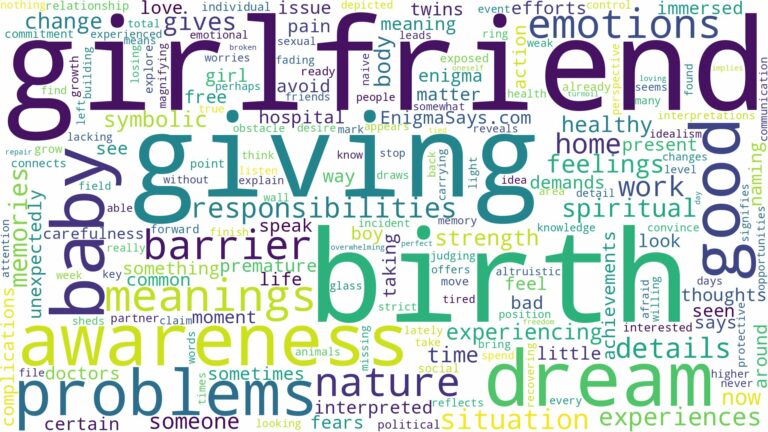 dreaming about girlfriend giving birth and related dreams with their meanings in a word cloud