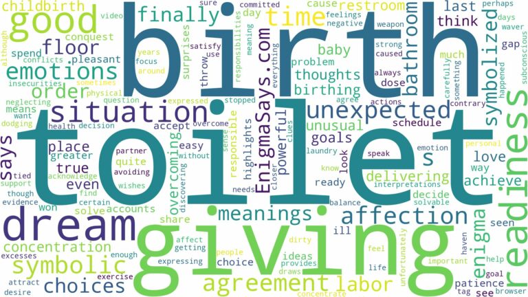 dreaming of giving birth in a toilet and related dreams with their meanings in a word cloud