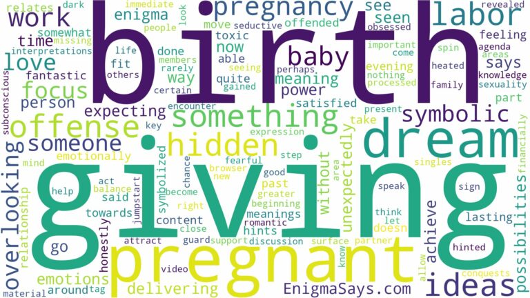 dreaming of giving birth not pregnant and related dreams with their meanings in a word cloud