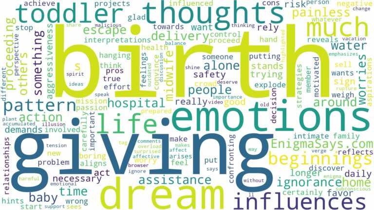 dreaming of giving birth to a toddler and related dreams with their meanings in a word cloud