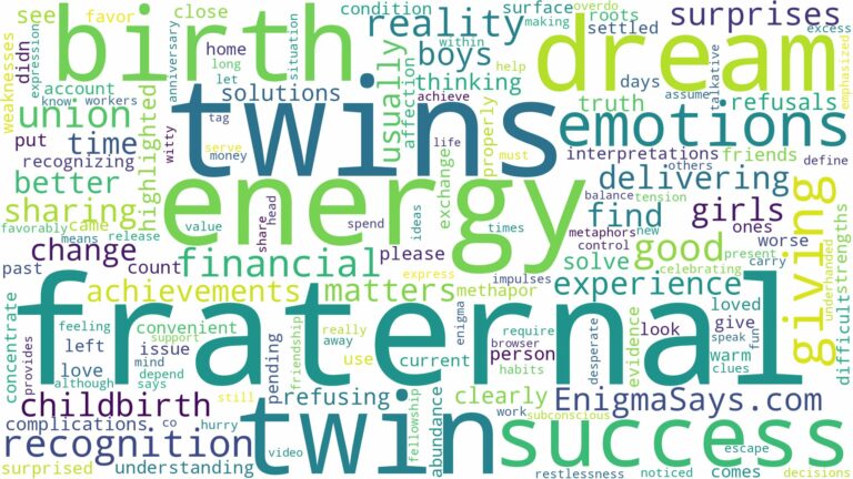 dreaming of giving birth to fraternal twins and related dreams with their meanings in a word cloud