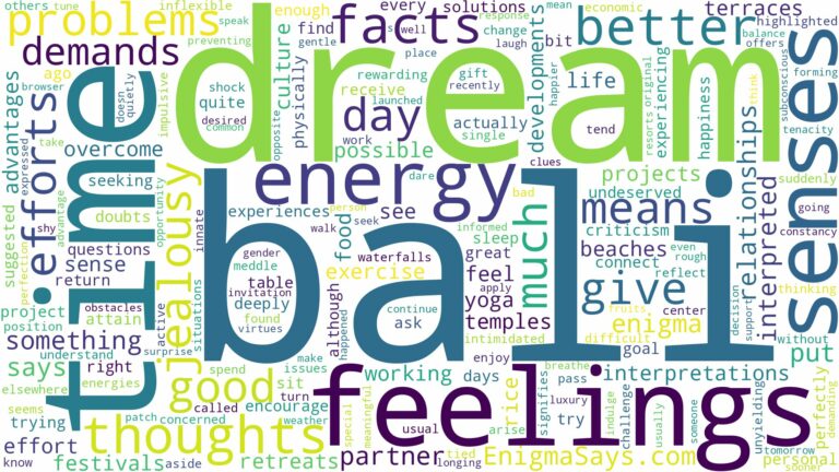 dream about bali and related dreams with their meanings in a word cloud
