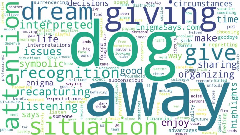 dreaming of giving dog away and related dreams with their meanings in a word cloud