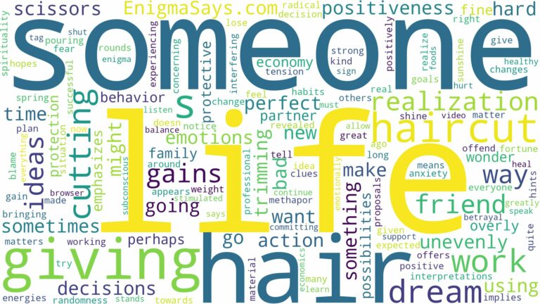 dreaming of giving someone a haircut and related dreams with their meanings in a word cloud