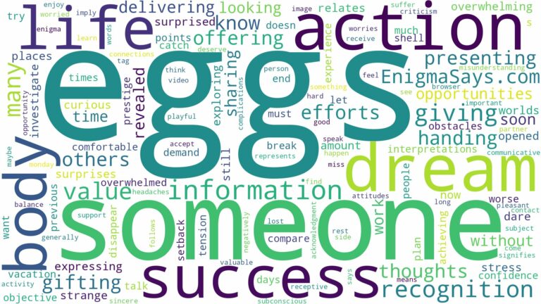 dreaming of giving someone eggs and related dreams with their meanings in a word cloud