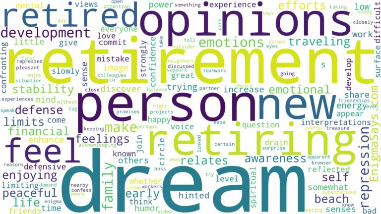 dream of being retired and related dreams with their meanings in a word cloud