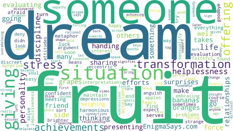 dreaming of giving someone fruit and related dreams with their meanings in a word cloud