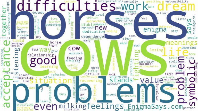 dreams about cows and horses and related dreams with their meanings in a word cloud