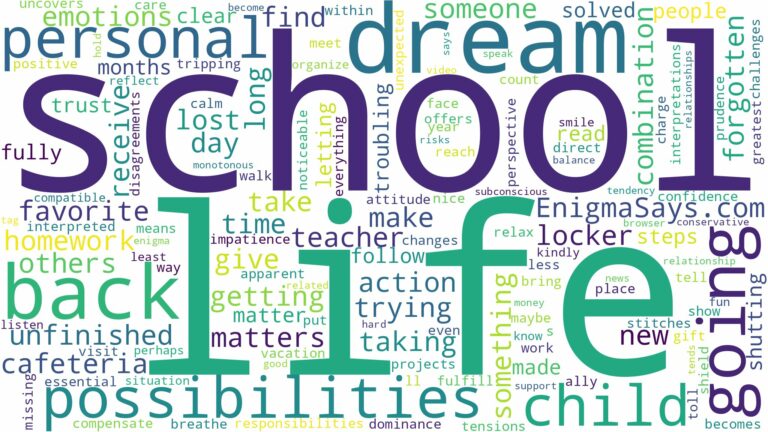 dreaming of going back to school and related dreams with their meanings in a word cloud