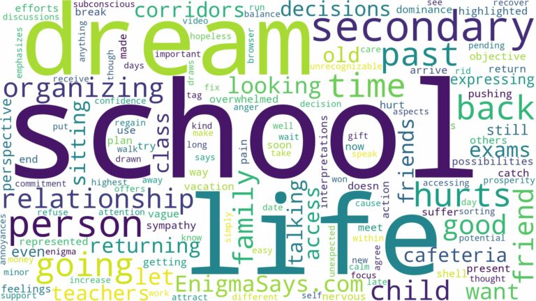 dreaming of going back to secondary school and related dreams with their meanings in a word cloud