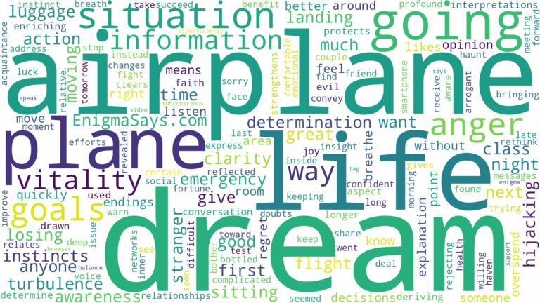 dream of going on an airplane and related dreams with their meanings in a word cloud
