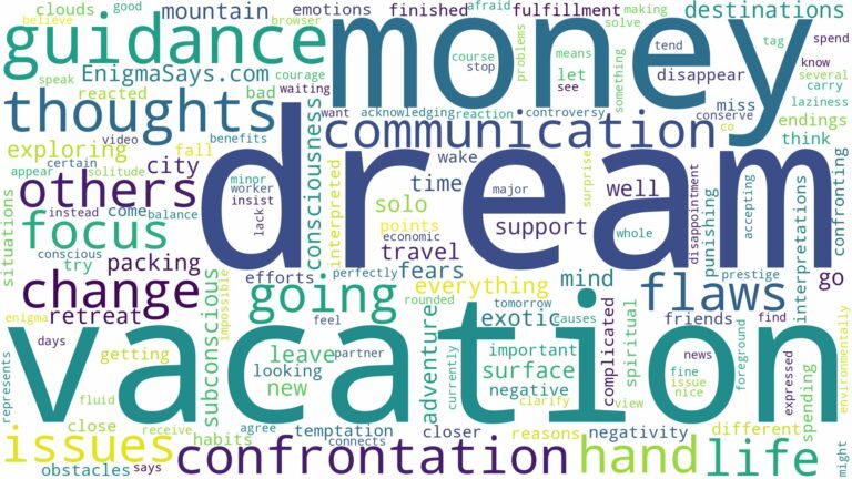 dream of going on vacation and related dreams with their meanings in a word cloud