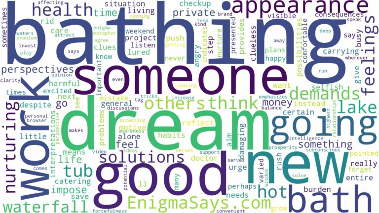 dream of going to bath and related dreams with their meanings in a word cloud
