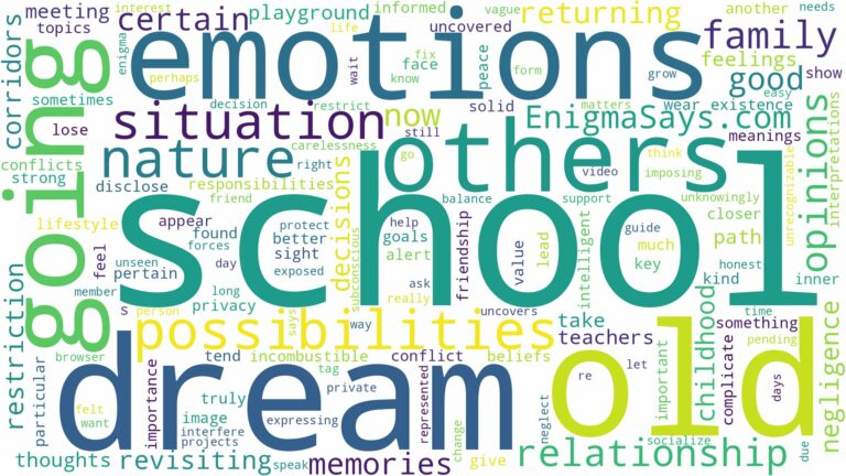 dreaming of going to old school and related dreams with their meanings in a word cloud
