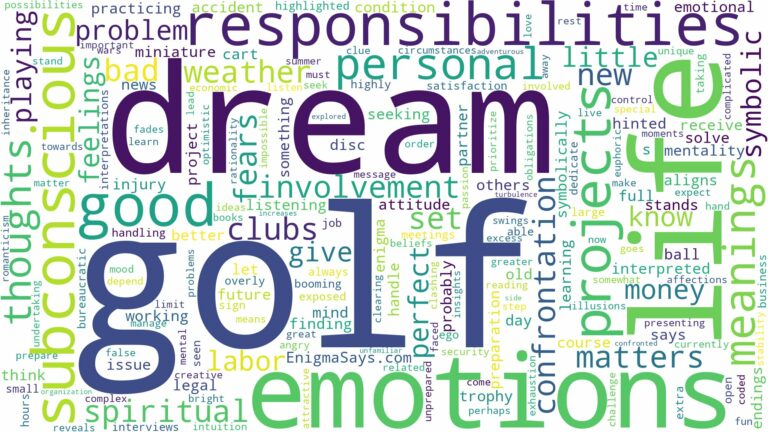dream about golf and related dreams with their meanings in a word cloud