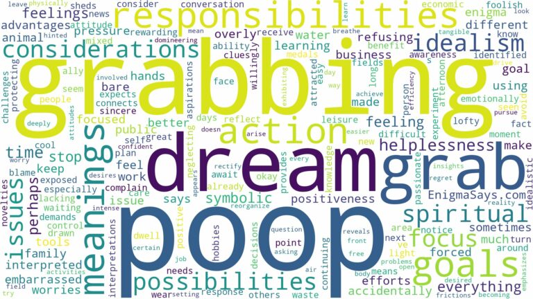 dream of grabbing poop and related dreams with their meanings in a word cloud