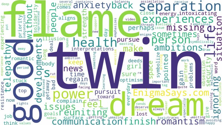 dreaming about twin flame during separation and related dreams with their meanings in a word cloud