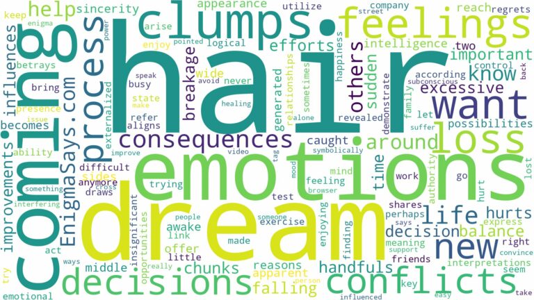 dreaming about hair coming out in clumps and related dreams with their meanings in a word cloud