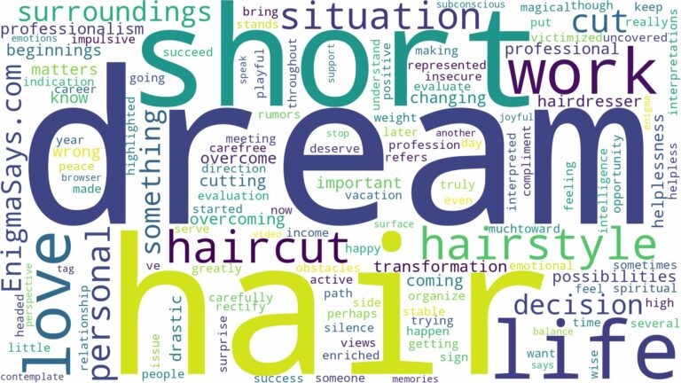 dream about hair cut short and related dreams with their meanings in a word cloud