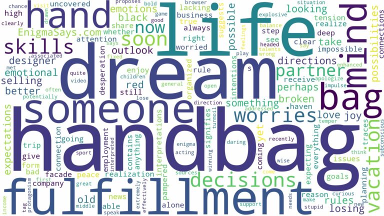 dream about hand bag and related dreams with their meanings in a word cloud