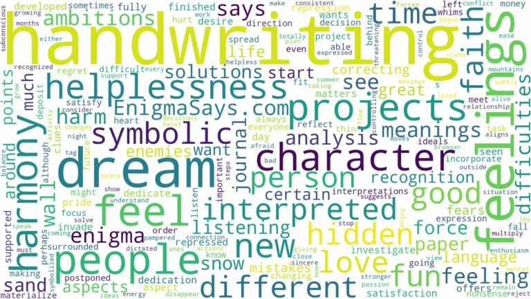 dream of handwriting and related dreams with their meanings in a word cloud