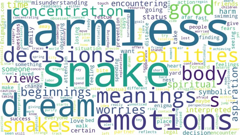 dreams about harmless snakes and related dreams with their meanings in a word cloud