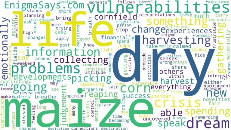 dreaming of harvesting dry maize and related dreams with their meanings in a word cloud