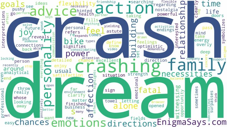 dream of having a crash and related dreams with their meanings in a word cloud