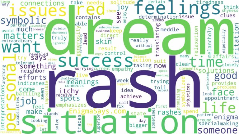 dream of having a rash and related dreams with their meanings in a word cloud