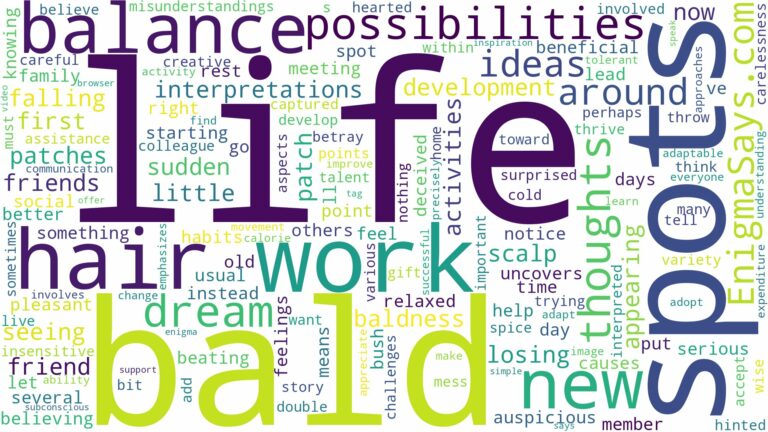 dreaming of having bald spots and related dreams with their meanings in a word cloud