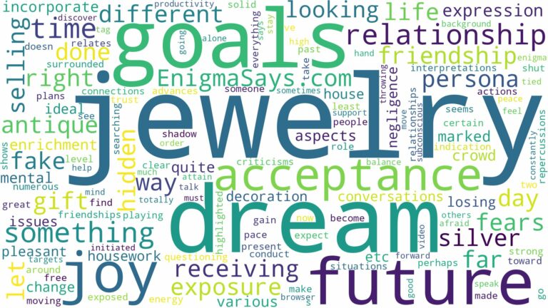 dream of having jewelry and related dreams with their meanings in a word cloud